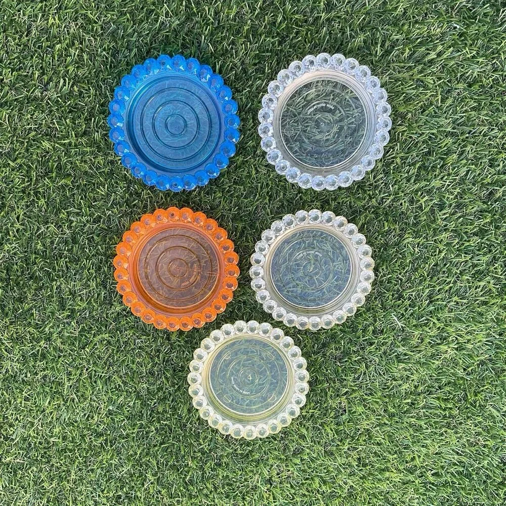 1960s Gem Rim Jewel Plastic Coasters Set of 5 Multicolor Vintage Barware Hong Ko